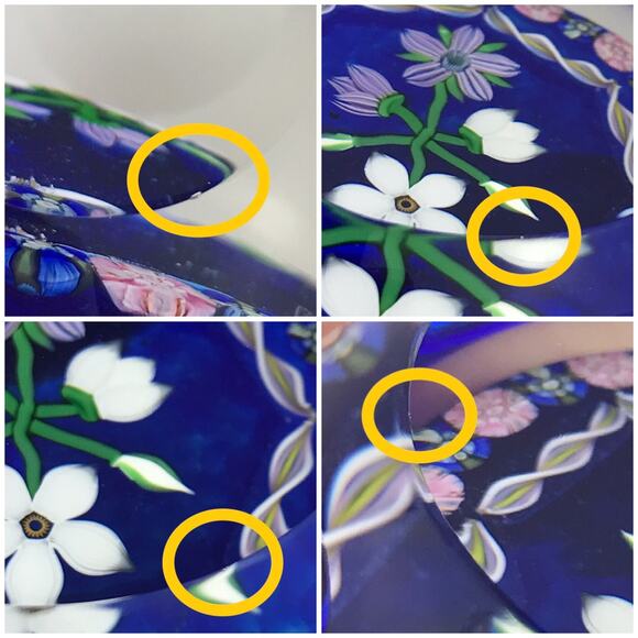 Perthshire 1986B Bouquet Lampwork Flower Millefiori Twist Facet Blue Paperweight - Picture 13 of 14